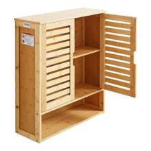 Bathroom Wall Cabinet 2 Doors Adjustable Shelf Over-the-Toilet Wall Mounted with Shelves & Open Partition