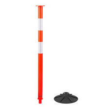 34" Traffic Delineator Posts with Weighted Base Reflective Strips & Chain Red for Construction Site & Parking Lot Safety