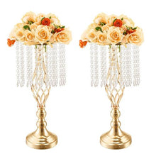 12PCS Crystal Wedding Flower Stand 19.3" Gold Metal Centerpiece Vase for Wedding & Party Decor