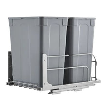 Pull-Out Trash Can 35 QT x2 Double Under Mount Bin with Soft Close Slide & Door Kit for Kitchen Cabinet (Grey)