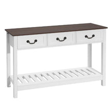 47" Farmhouse Console Table with Drawers & Shelf – Narrow Sofa Table, Brown/White