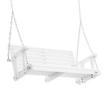 4 FT Wooden Porch Swing Outdoor Patio & Garden Bench with Chains Heavy Duty 880 lbs Capacity (White)