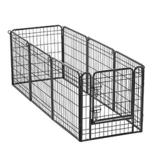 Dog Playpen 24" 8-Panel Foldable Metal Fence with Door & Bottom Pad Black