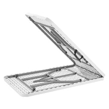 8 Ft Heavy Duty Folding Table – Portable Fold-in-Half Utility Table with Handle (White)