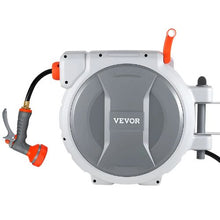 100 ft Retractable Garden Hose Reel 1/2" Wall-Mounted Hose Reel with 9-Function Nozzle & Auto Rewind