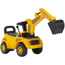 Ride-On Excavator Push Car for Toddlers, 19–36 Months, Helmet & Music, 55 lbs Capacity