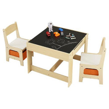 Kids Wooden Table and Chairs with Fabric Storage
