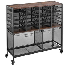 Rolling File Cart 24-Slot Mobile Filing Cabinet with Lockable Wheels 264.55 LBS Capacity (Black)