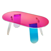 Iridescent Acrylic Coffee Table Colorful Side Table 13.8-Inch High for Living Room & Terrace