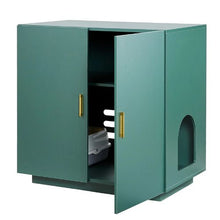 31.5-Inch Cat Litter Box Enclosure Hidden Wooden Cabinet with Ventilation Holes Double Doors Fits Most Litter Boxes