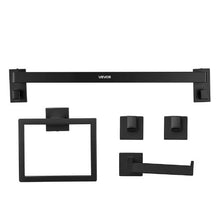 Matte Black 5-Piece Stainless Steel Bathroom Hardware Set 24-inch Towel Bar Towel Rack 2 Robe Hooks Toilet Paper Holder Wall Mounted