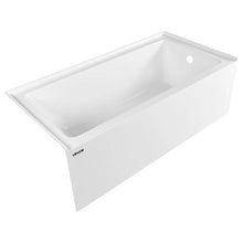 60" x 30" Contemporary Alcove Acrylic Bathtub Soaking Tub with Right Hand Drain Overflow Hole Integral Flange (White)