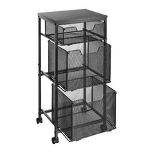 3-Tier Rolling File Cart with Drawers Under-Desk File Organizer 45 lbs Capacity (Black)
