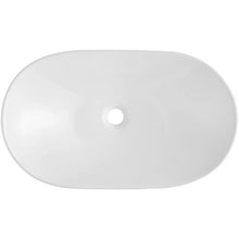 23.3" Oval Vessel Sink White Ceramic Above Counter Bathroom Basin