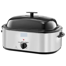 24QT Electric Roaster Oven 3-Bin Buffet Server Self-Basting Lid Defrost & Warm Functions