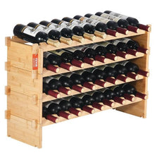 36 Bottle Wine Rack for Kitchen Bar and Cellar (Natural Color) (4-Tier)