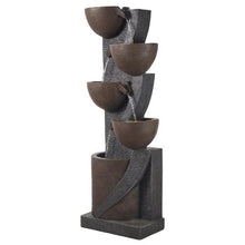 49.61" 5-Tier Outdoor Jar Water Fountain – Cascading Floor Standing Fountain with LED Light & Pump for Garden Patio & Home