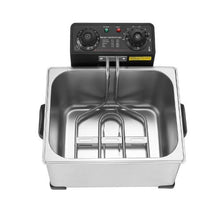 Commercial Electric Deep Fryer 1700W 9.51Qt Stainless Steel with Large & Small Baskets Temp Control & Timer (Silver)