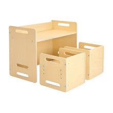 Montessori Toddler Table and Chair Set with 2 Chairs Adjustable Height Natural