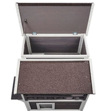 Weatherproof 2-Story Outdoor Cat House with Balcony PVC Door Flaps Open Roof 30"L x 30"W x 32"H