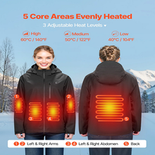 7.4V Battery Men’s Heated Jacket with Soft Shell Electric Heating Coat, 5 Heating Zones, 3 Heat Settings, Machine Washable, Size L, Black