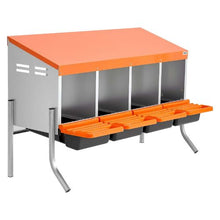 4-Compartment Chicken Nesting Box Roll-Away Egg Laying Box with Legs Steel & Plastic for Hens (Orange)