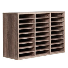 27-Compartment Wooden Literature Organizer Mail Sorter – (Black/Grey)