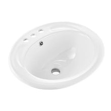 19.09" x 16.73" Oval Semi-Recessed Bathroom Sink, White Ceramic Basin with Overflow 3-Hole Faucet