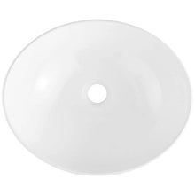 16" Oval Vessel Sink White Ceramic Above Counter Bathroom Basin