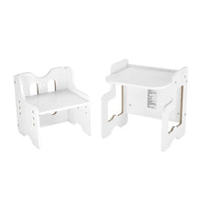 Montessori 3-in-1 Toddler Table & Chair Set with Chalkboard Adjustable Height (White)