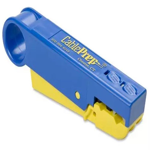 Yellow and Blue Super CPT Cable Stripping Tools with 6 & 59 and 7 & 11 Cartridges Installed, with Stop SCPT-6591S