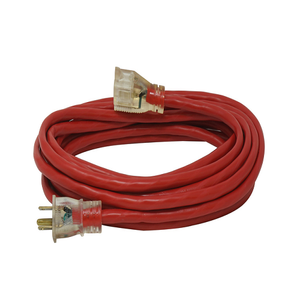 50"Ft Red Extension Cord 14/3 Sjtw Outdoor Power Light Indicator 2488SW8804 (Pack Of 4)