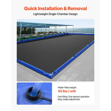 8 ft Pool Cover Water Bags Pack of 6 with 4 Corner Tubes – 0.4 mm PVC Weights with Leakproof Valve for Winter Inground Swimming Pool Covers