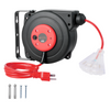30ft Retractable Extension Cord Reel 16AWG/3C SJTOW Power Cord Red