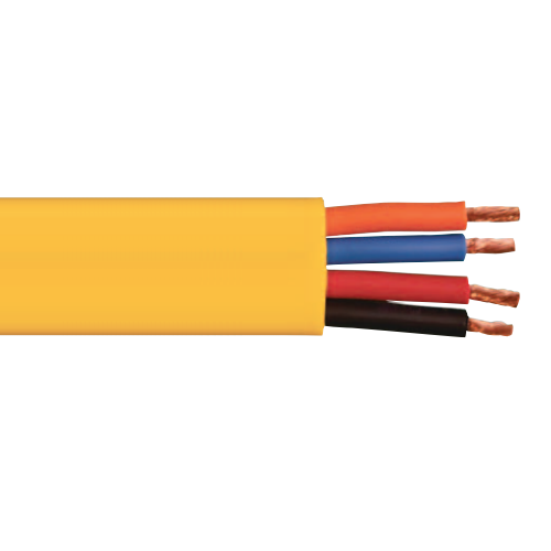 14 AWG 4C Bare Copper Unshielded Yellow PVC 600V Flexifestoon PV-Flat UL Cable