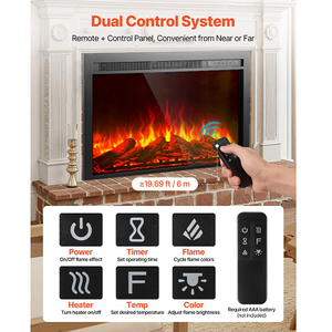 40 Inch Electric Fireplace Insert Wall-Mounted Recessed Heater 750W/1500W with Remote Control