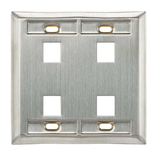 Stainless Steel QUICKPORT Wallplate Dual Gang 4-Port 43080-2L4