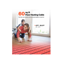 60 Sq.ft 120V Heated Floor Mat System With Decoupling Membrane & Alarm SHHC-720