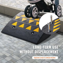6" Rise, 15T Capacity Heavy-Duty Rubber Curb Ramp for Forklifts, Trucks, Buses, Cars, Wheelchairs & Bikes