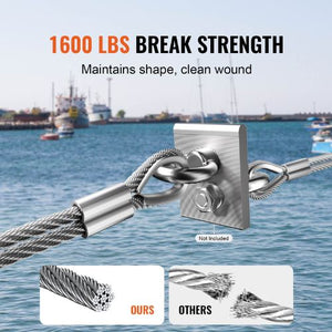 1/8 Inch 7x7 Strand T304 Stainless Steel Braided Aircraft Cable 100FT With 124 Accessories