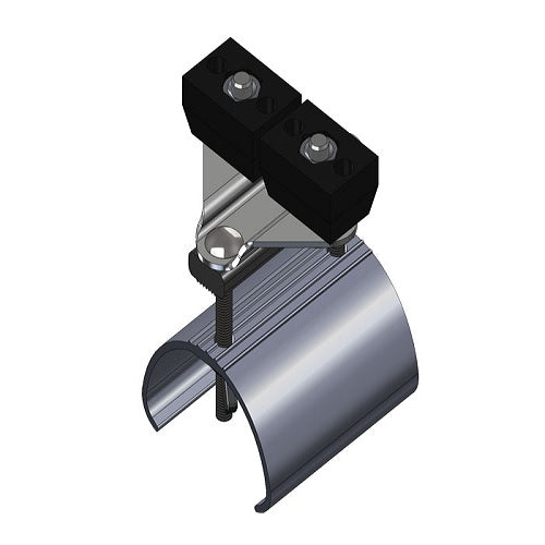 Aluminum saddle 4” dia with clamp and hardware to secure cable 5 1/4” wide 33-XA-21932