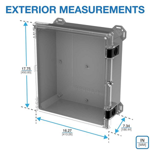 17.75" x 16.27" x 7.13" Boss Spacing Industrial Enclosure I622HL,TCBG