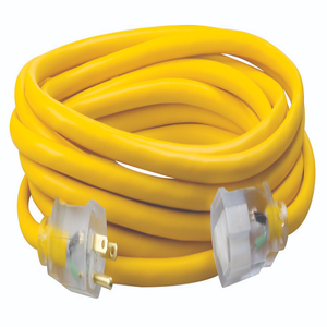 25"Ft Extension Cord Yellow Outdoor Cold Weather 12/3 SJEOOW Power Light Indicator 1687SW0002 (Pack Of 4)