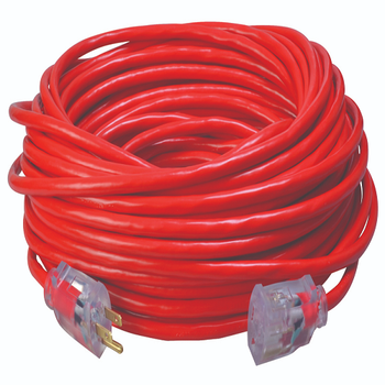 Cable de extensión rojo para exteriores SJTW de 100 pies, 14/3, con indicador luminoso de encendido, 2489SW8804 (paquete de 6) 