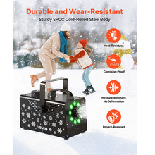 900W LED Snow Making Machine with 12-Color Lighting, Wireless Remote, Handheld/Hanging Design & 1L Tank