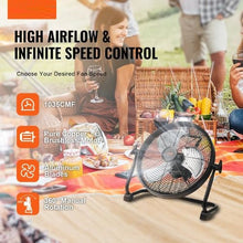 12 Inch Cordless High-Velocity Fan – Portable, Quiet, Stepless Speed Control, 360° Manual Pivot, Heavy-Duty Metal Industrial Floor Fan
