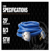 25' Ft 8/3 STW Extension Cord With 250V/50A NEMA 6-50 Plug and Receptacle Lit Ends 19178806 (Pack Of 2)