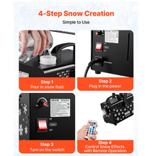 900W LED Snow Making Machine with 12-Color Lighting, Wireless Remote, Handheld/Hanging Design & 1L Tank