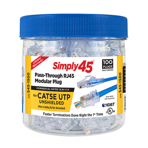 Cat5e Unshielded Pass Through RJ45 Modular Plugs S45-1500 (100pcs/4Jar)