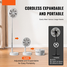 8 Inch Foldable Oscillating Standing Fan with Remote Control, 4-Speed Adjustable, Portable Desk Fan, 7200mAh Rechargeable USB